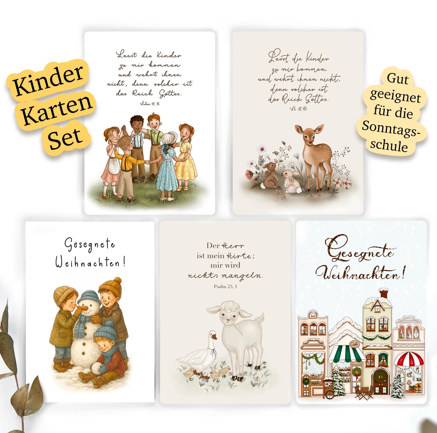 Kinder Postkarten set, 5 Postkarten für verschiedene Anlässe