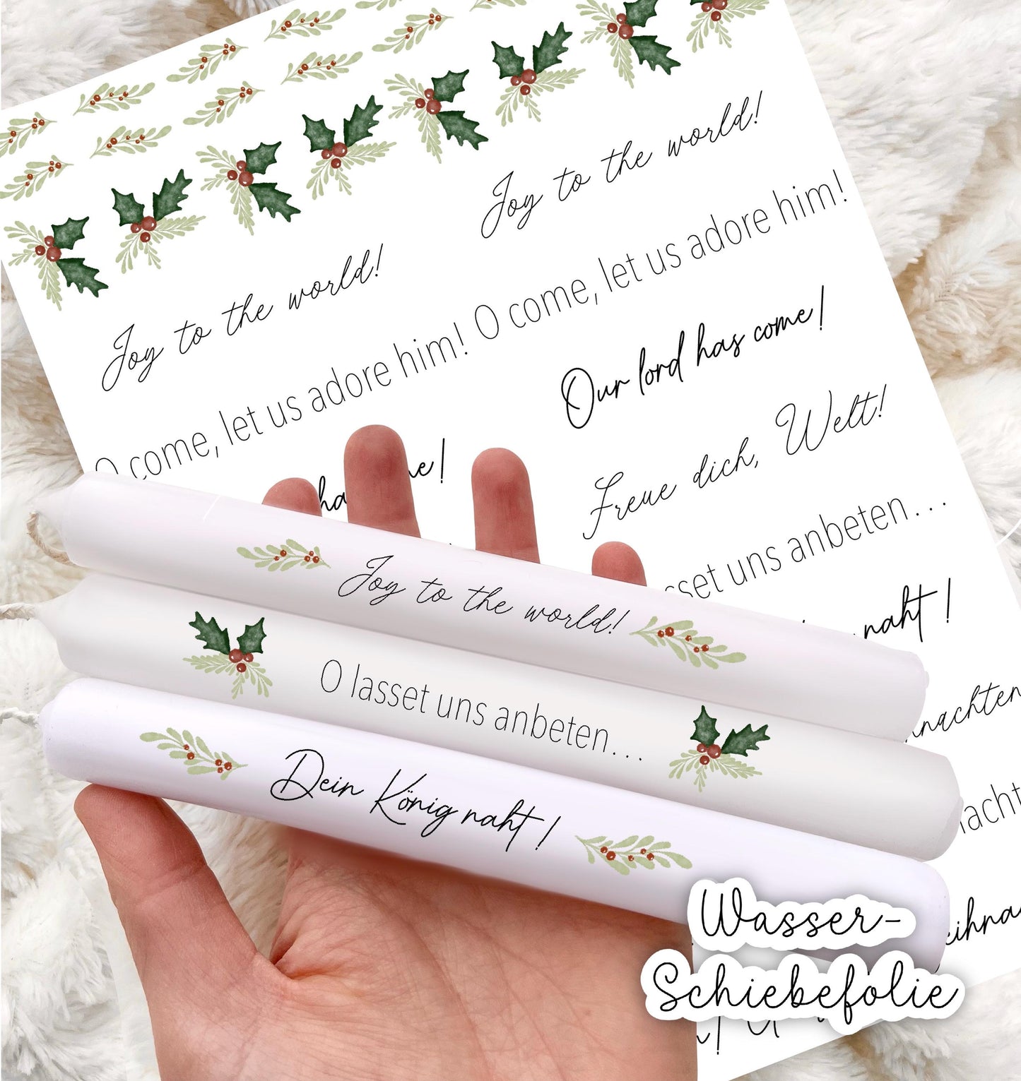 Wasserschiebefolie Weihnachten Kerzen Tatoo Folie Weihnachtsgeschenk christliche Kerzen Bibelvers Weihnachtsdeko christlich Geschenk