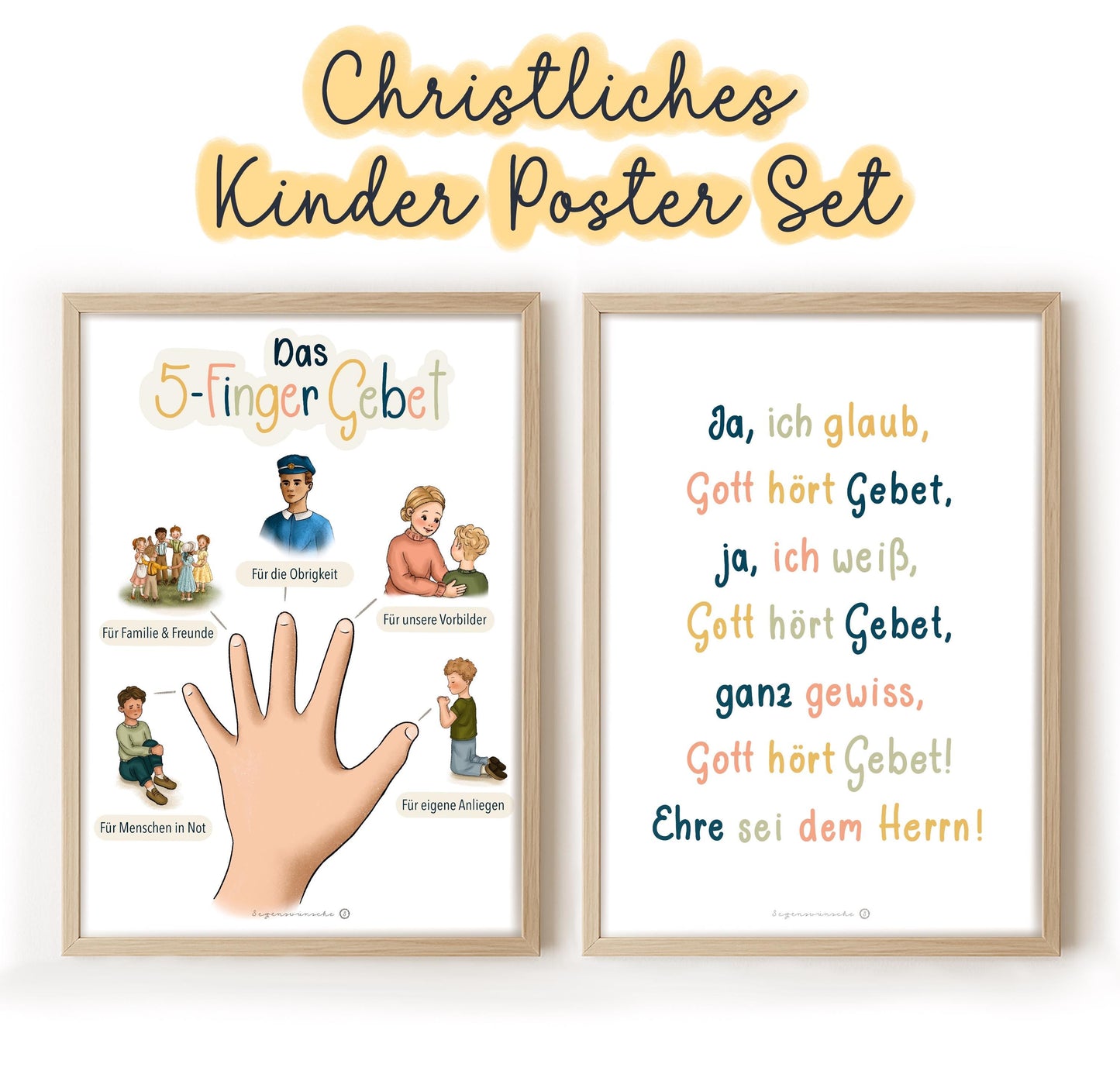 Fünf-Finger-Gebet Poster, Christliches Lernposter für Kinder, Bibel Gebet für Kinderzimmer, Taufe & Kommunion Geschenk, A4 Wandbild