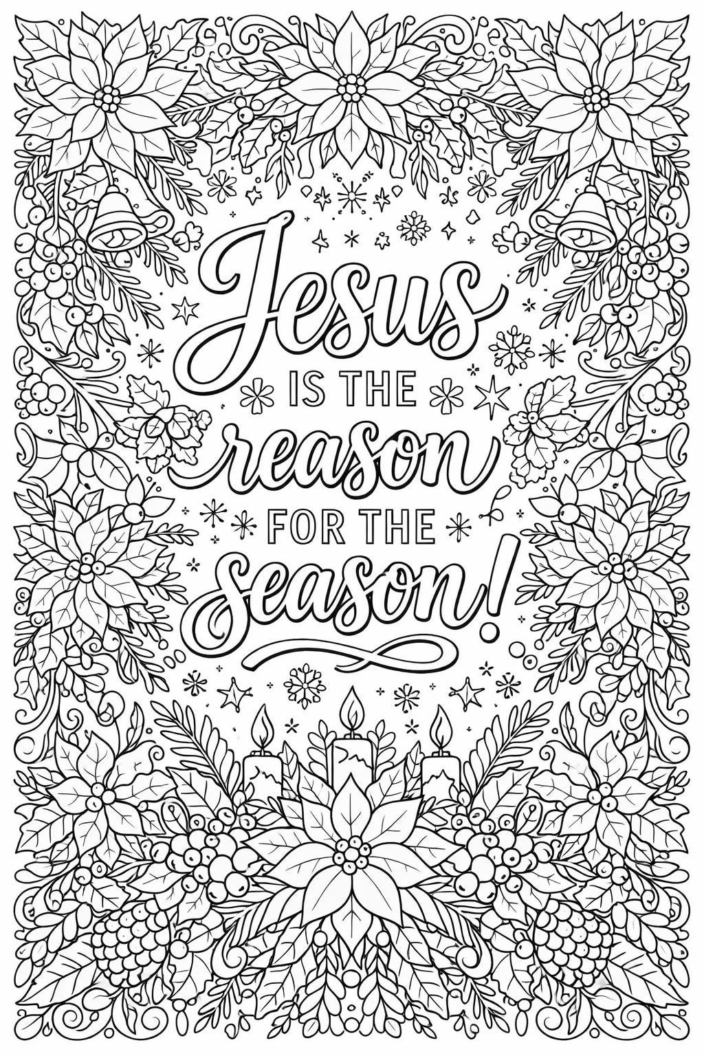 Christliches Ausmalbild für Kinder und Erwachsene Weihnachten Bibelvers Christliches Malbild PDF zum Ausdrucken Sonntagsschule