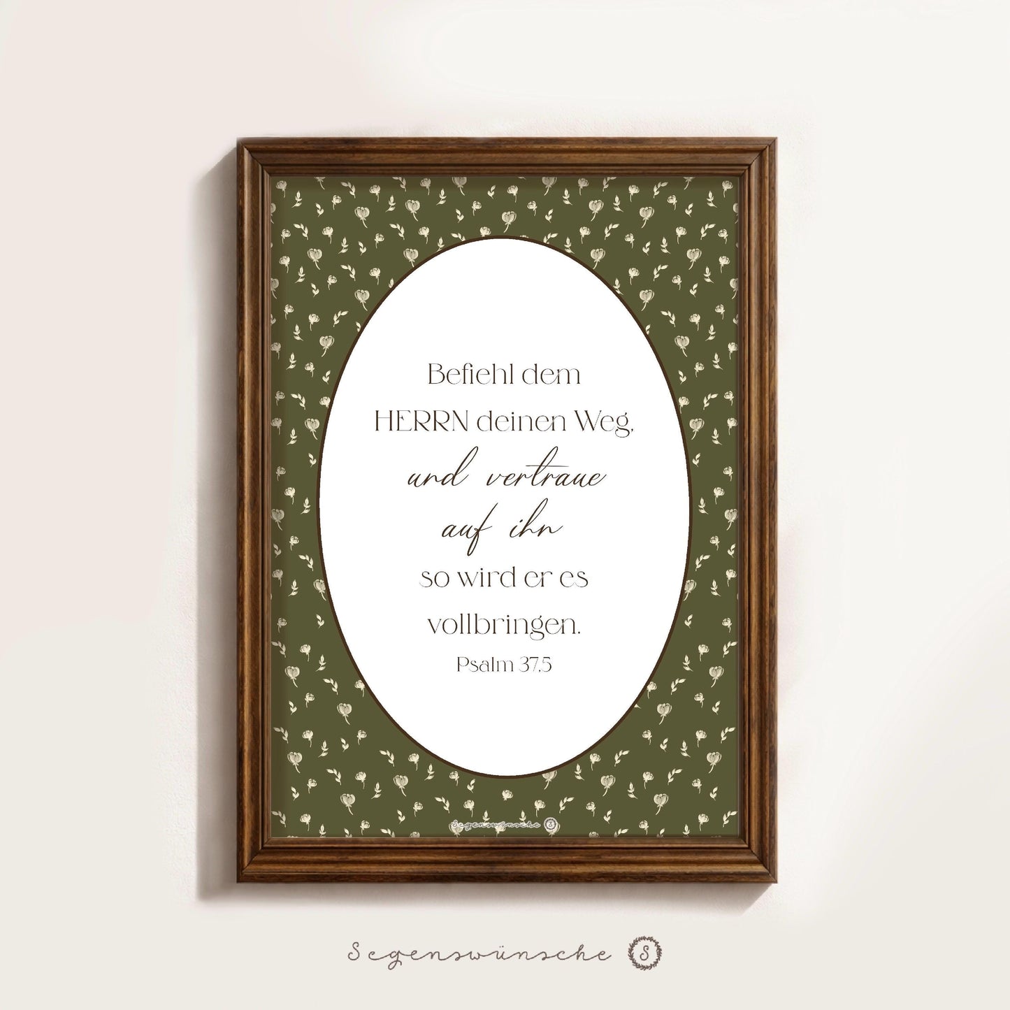 Christliches Poster Psalm 37,5 Poster Bibelvers Wandbild Christliche Dekoration für Eohnzimmer Schlafzimmer