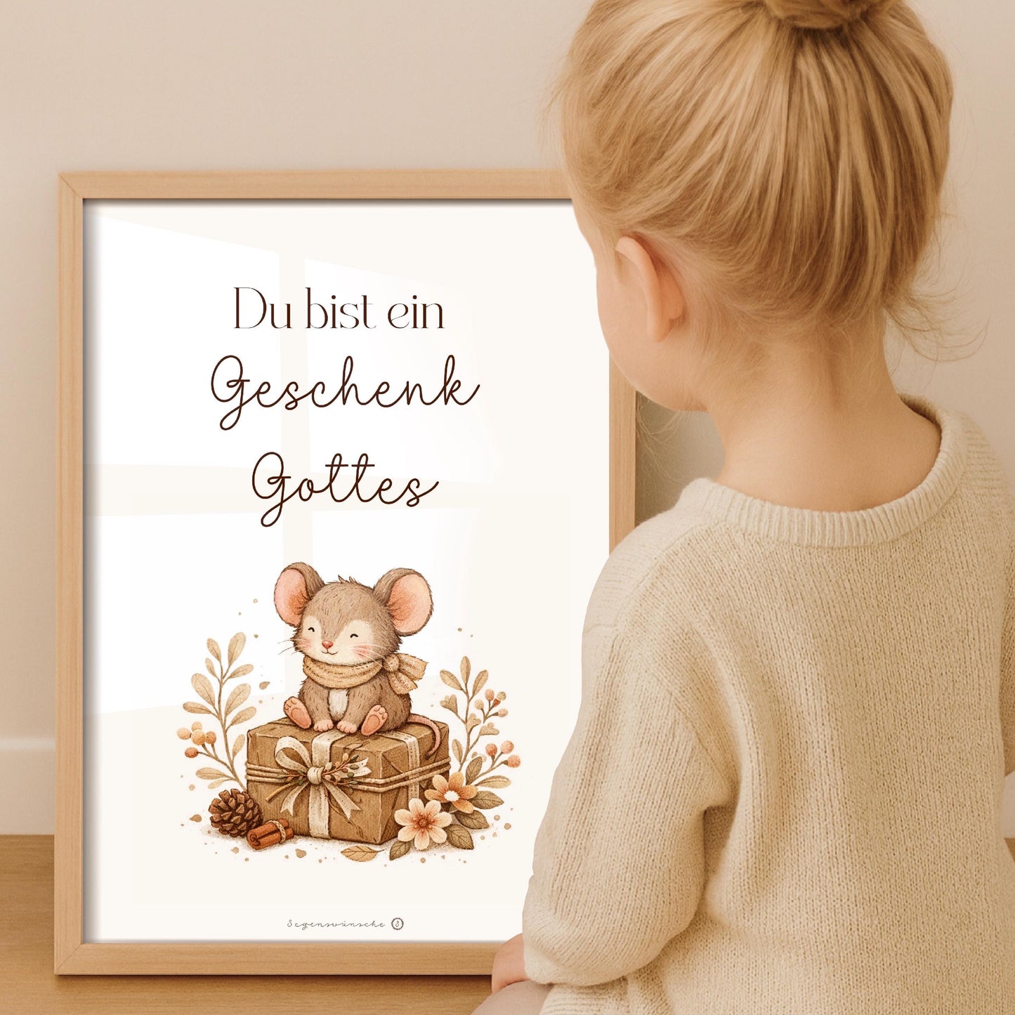 Kinder Poster „Du bist ein Geschenk“ christliche Wandbilder Kinderzimmer Deko Mädchen