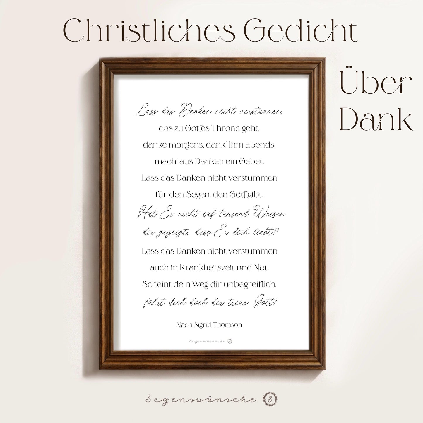 Christliche Poster Gedicht „Dankbarkeit“ Bibelvers poster Wandbild Christliche Dekoration christliche deko Glauben Bibel Zitate