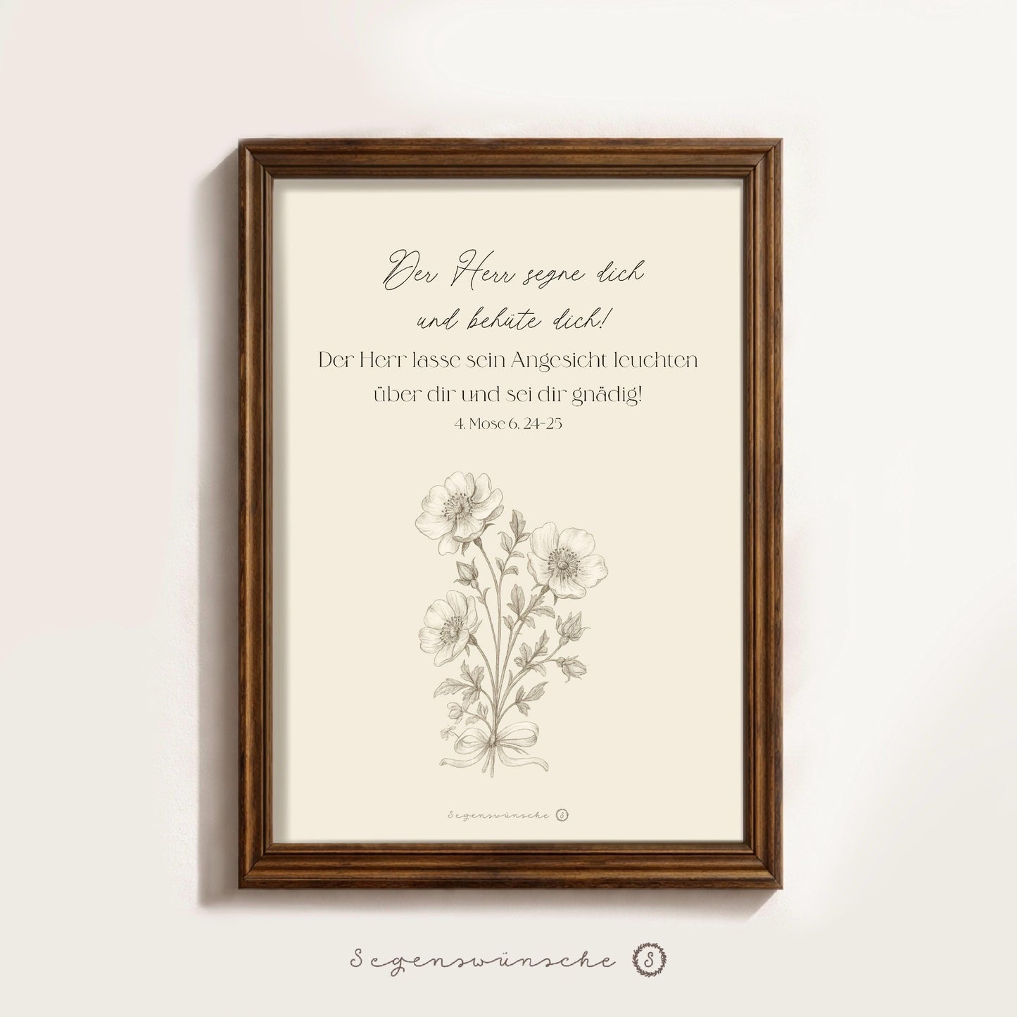 Christliche Poster Bibelvers 4.Mose 6, 24-25 Wildblumen Christliches Geschenk Geburtstag Wandkunst vintage Bibelvers Blumen Wanddekoration