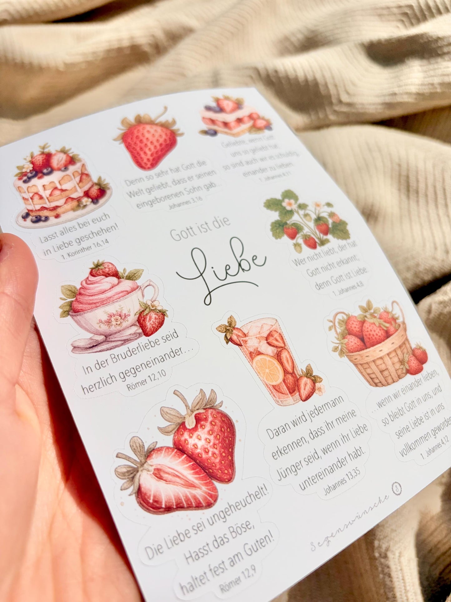 Die Frucht des Geistes Sticker Set „Liebe“ Christlicher Stickerbogen mit Bibelversen Bibelvers Sticker christliche Geschenke deutsch Sticker