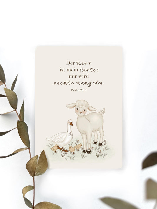 Kinder Postkarte Psalm 23,1 Karte zur Geburt, Einschulung, Kindergeburtstag