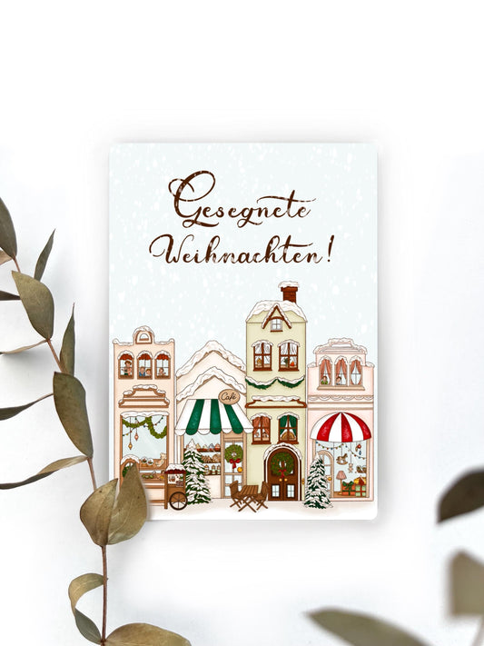 Postkarte "Winterstadt", Karte zu Weihnachten