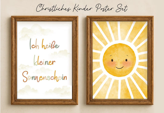 Kinderlied christliches Poster „Kleiner Sonnenschein“ christlich Wandkunst Kinderzimmer christliche Wanddeko Babyzimmer christliche Deko