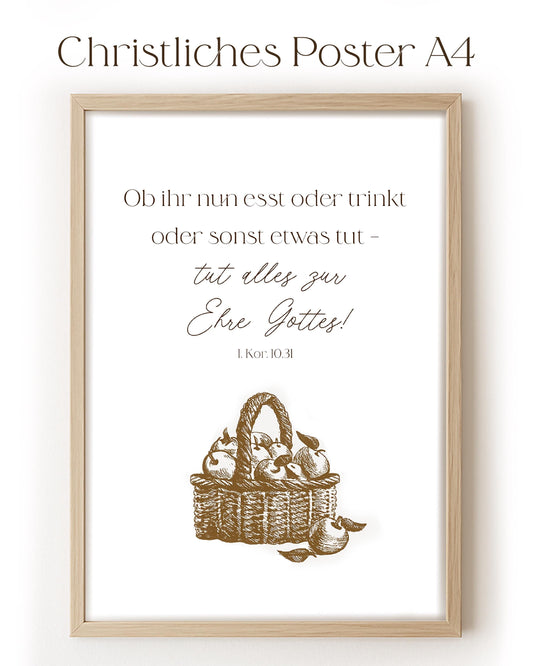 Christliches Poster Bibelvers 1. Kor. 10,31, Wildblumen Christliches Geschenk Geburtstag christliche vintage Bibelvers Blumen Wanddekoration