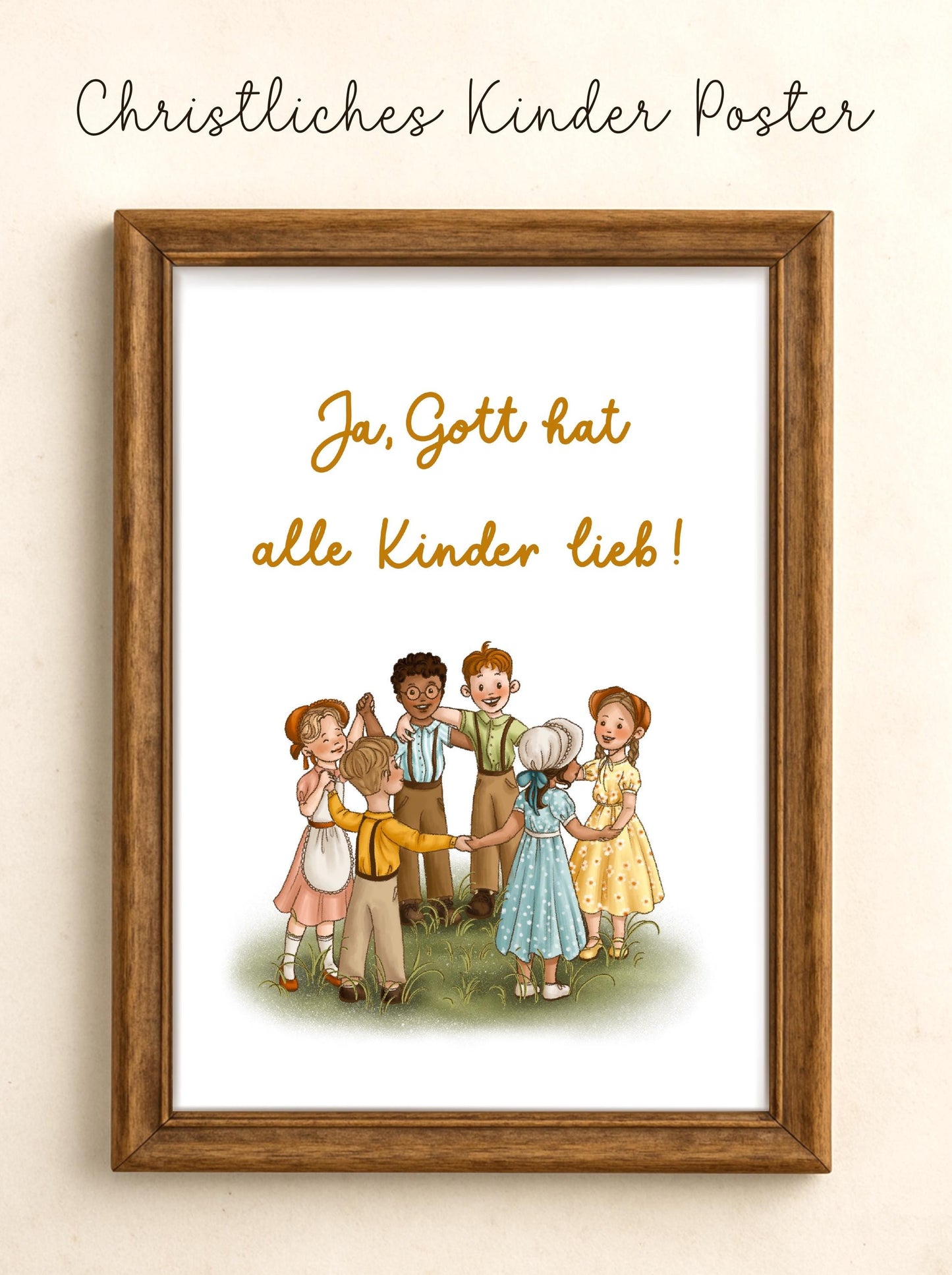 Kinderlied christliches Poster „Ja Gott hat alle Kinder“ christlich Wandkunst Kinderzimmer christliche Wanddeko Babyzimmer christliche Deko