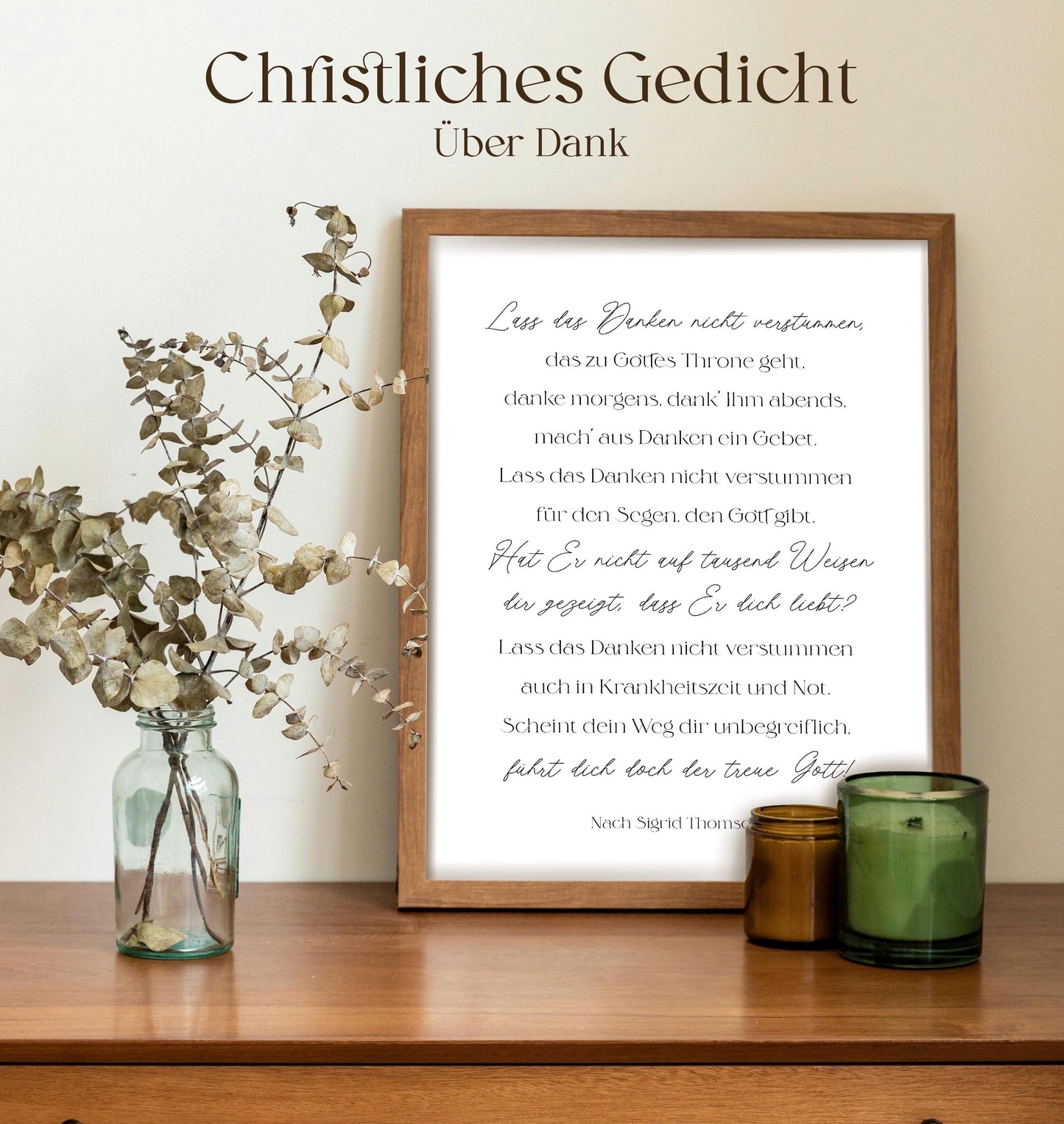 Christliche Poster Gedicht „Dankbarkeit“ Bibelvers poster Wandbild Christliche Dekoration christliche deko Glauben Bibel Zitate