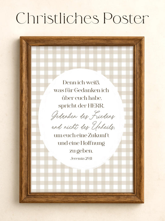 Christliches Poster mit Bibelvers Jer. 29,11 Christliches Geschenk Geburtstag christliche Wandkunst vintage Bibelvers Wanddekoration