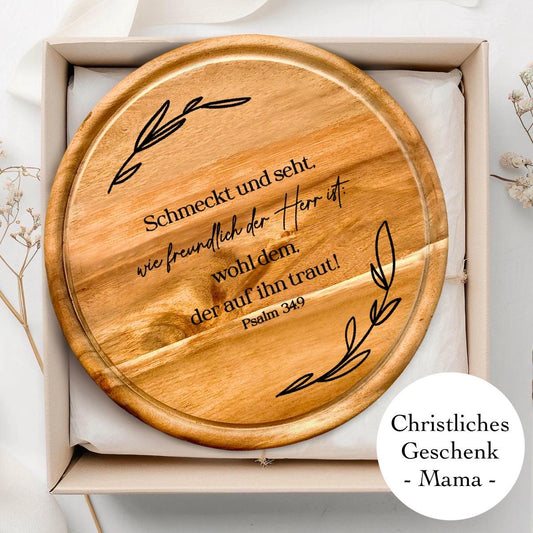 Christliches Schneidebrett mit Bibelvers Geburtstagsgeschenk für Mama christliches geschenk Mutter küchendeko mit Bibelvers Küche