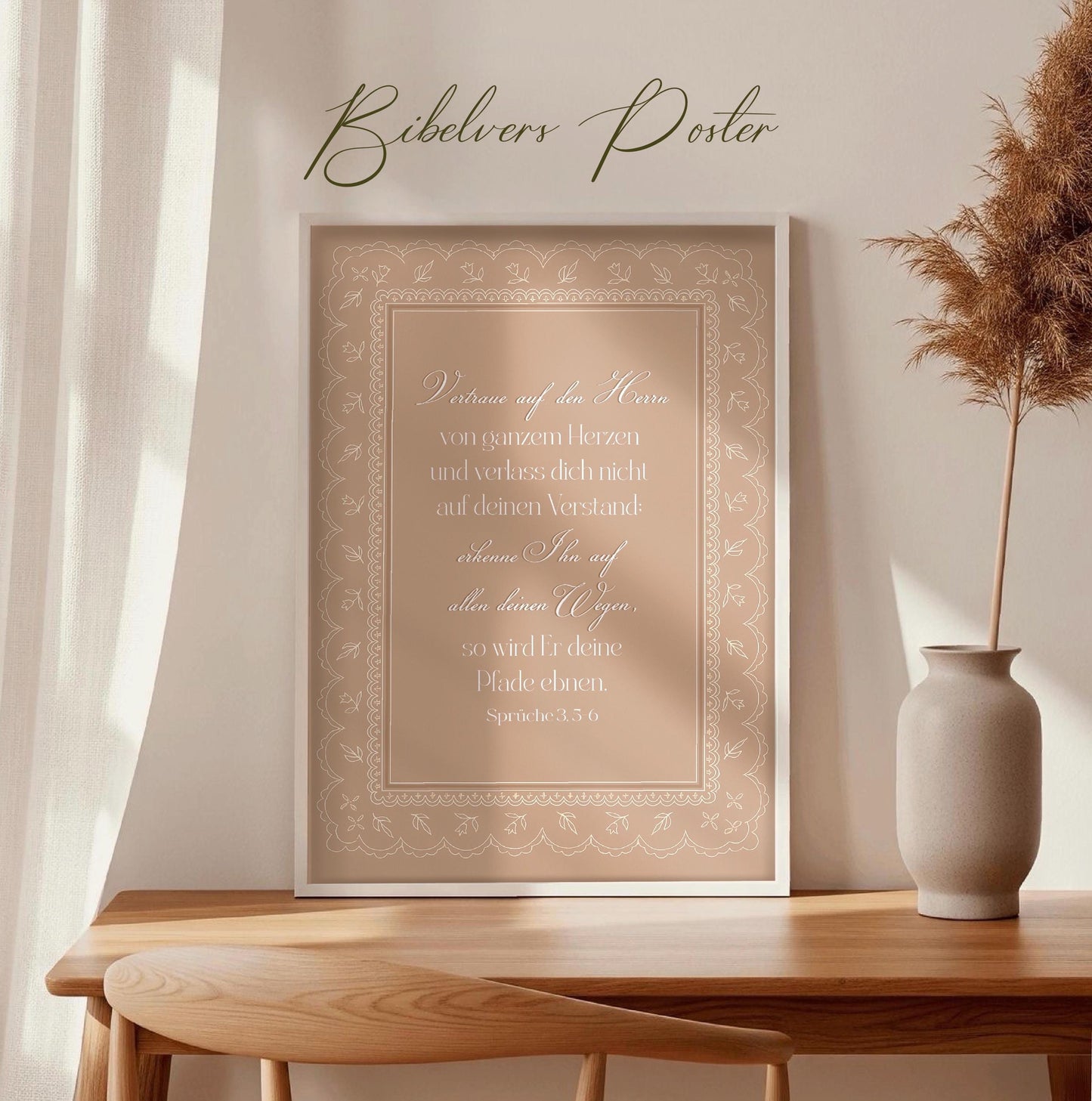 Christliches Bibelvers Poster Sprüche 3,5-6 Wandbild Wohnzimmer christliche Deko Geschenk für Frauen Wandkunst Gottes Wort Wandbild