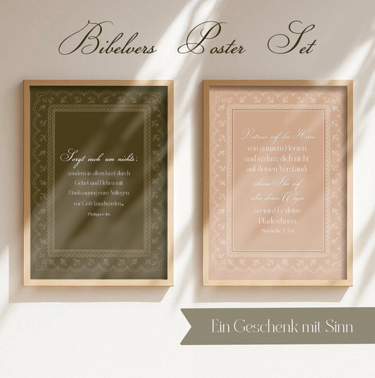 Christliches Poster Bibelverse Set 2 Wandbilder Segenswünsche Wildblumen Christliches Geburtstagsgeschenk Wandkunst vintage Bibelvers