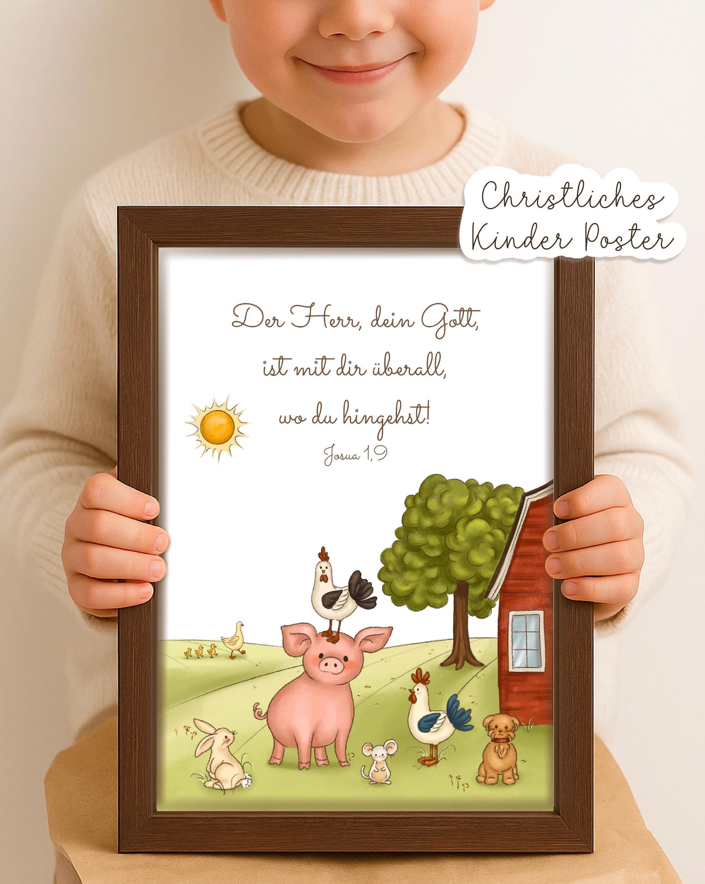 Christliches Poster „Bauernhof“ christlich Wandkunst Kinderzimmer christliche kinder Geschenke zu Weihnachten Wanddeko Babyzimmer Deko