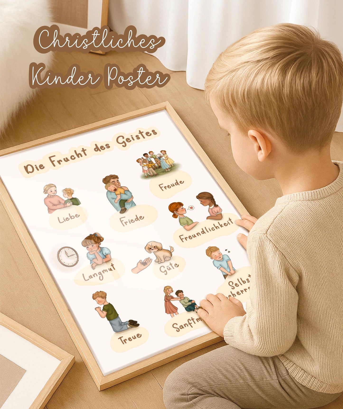 Kinderzimmer Poster Frucht des Geistes christliches Poster für Kinder Zimmer Poster Bibelverse Kinder christliche wanddeko lernposter