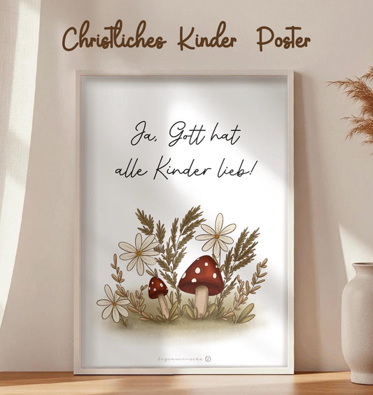 Christliches Kinderlied Poster mit Blumen Wandkunst Kinderzimmer Deko christliche Wildblumen Wanddeko Kinderzimmer Babyzimmer Deko