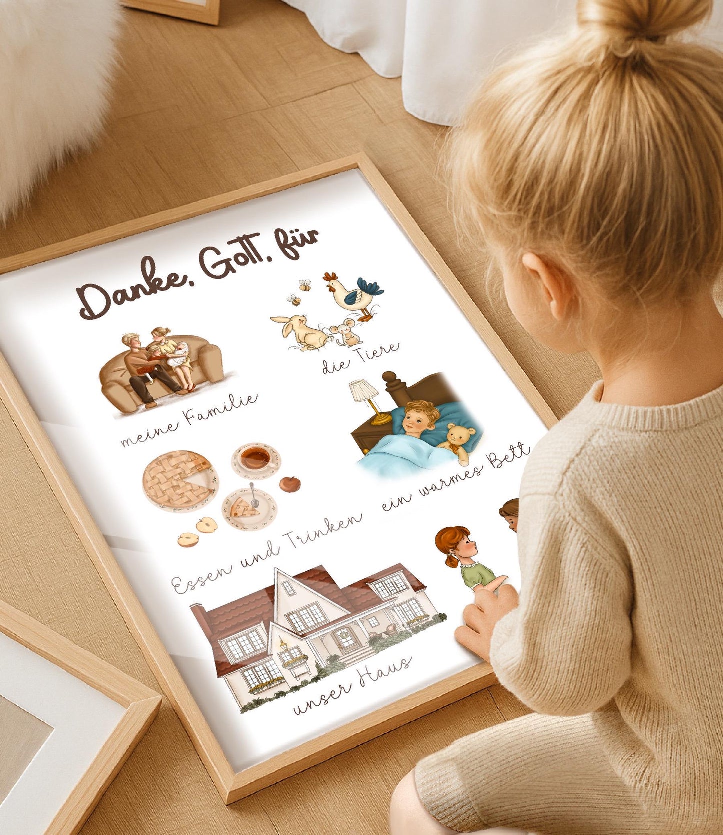 Christliche Poster 2er Set „Dankbarkeit“ für Kinder Familie Bibel Lernposter Bibelvers Kinderzimmer christliche Sonntagsschule deko