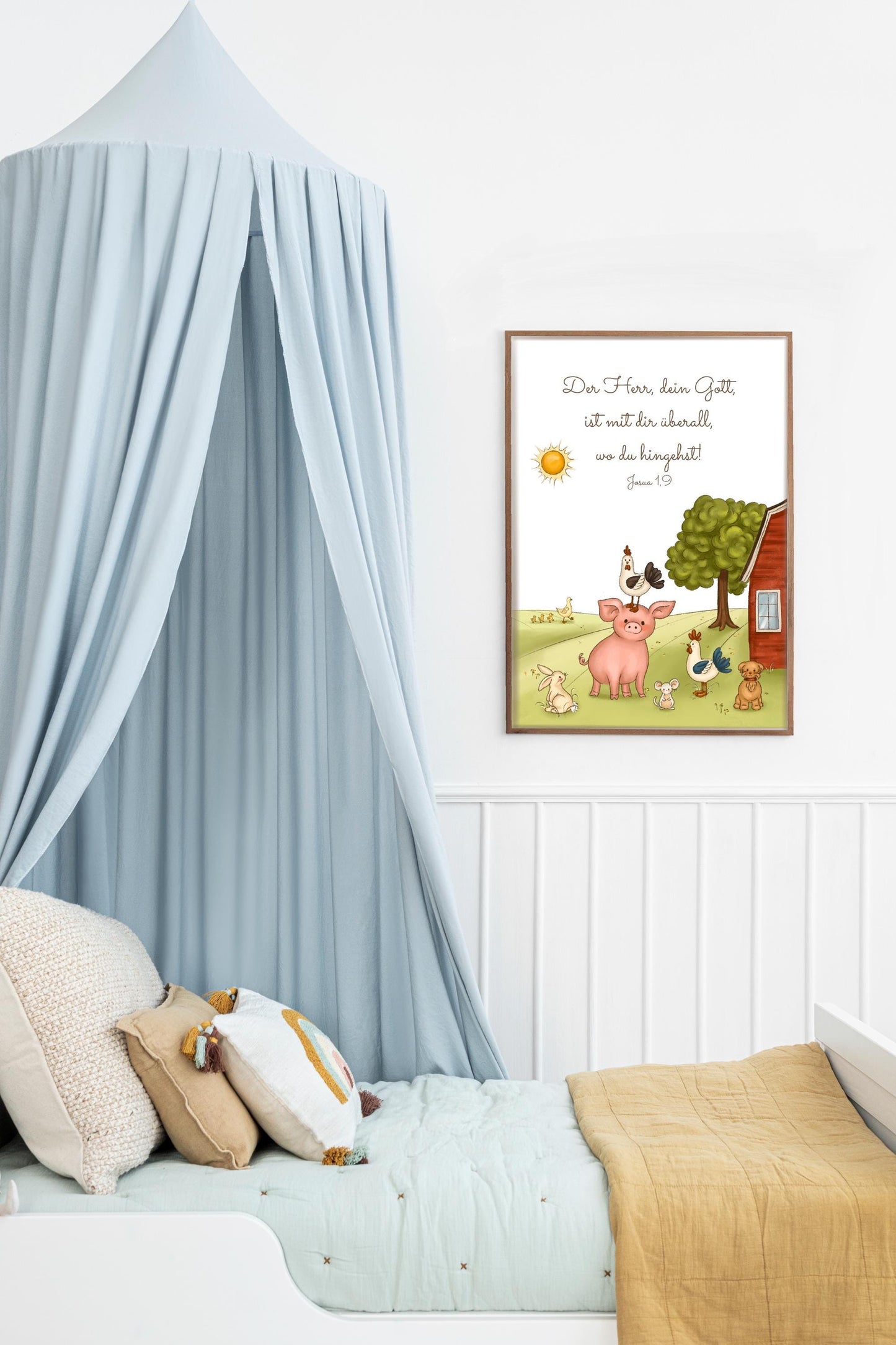Christliches Poster „Bauernhof“ christlich Wandkunst Kinderzimmer christliche kinder Geschenke zu Weihnachten Wanddeko Babyzimmer Deko