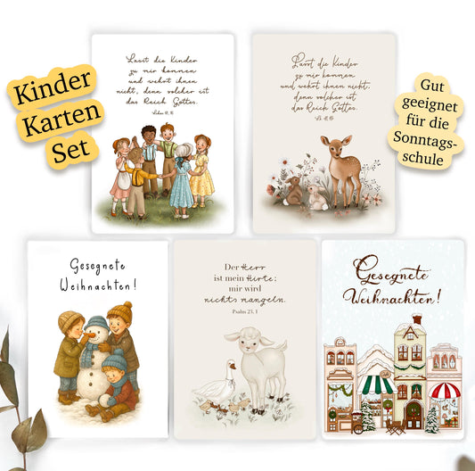 Kinder Postkarten set, 5 Postkarten für verschiedene Anlässe