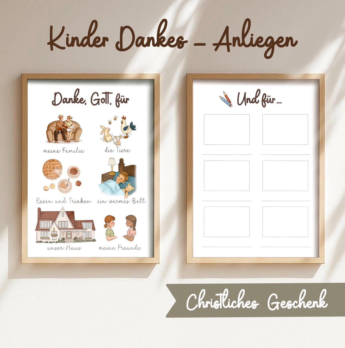Christliche Poster 2er Set „Dankbarkeit“ für Kinder Familie Bibel Lernposter Bibelvers Kinderzimmer christliche Sonntagsschule deko