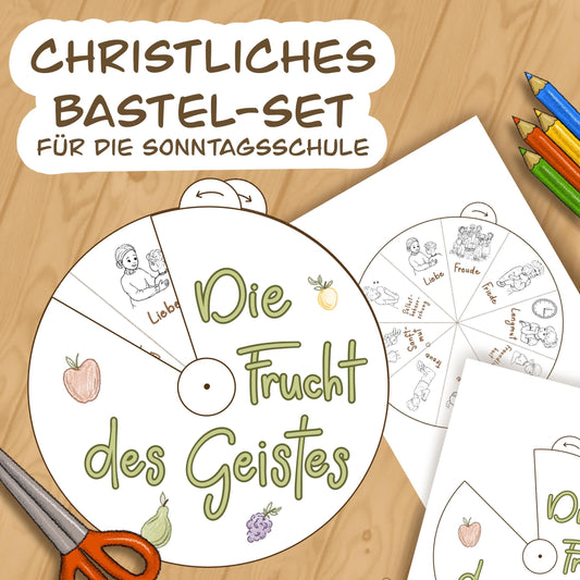 Christliche Bastelvorlage Sonntagsschule deutsch Die Frucht des Geistes Gottesdienst Ausmalbild Bibel Geschichte Geschenk Kinderstunde