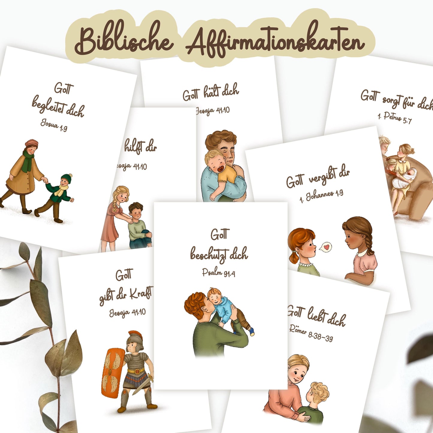 Kinder Lernkarten mit Bibelversen, Mutmachkarten für jeden Tag