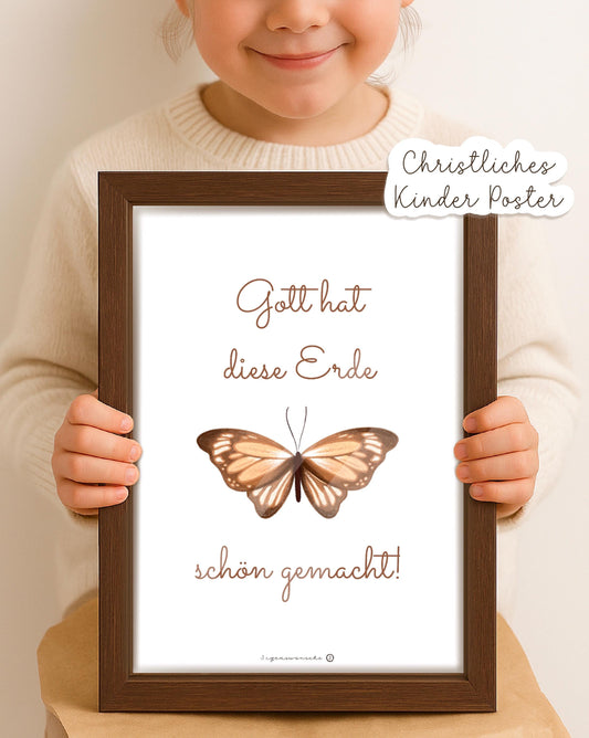 Christliches Kinder Poster „Gott hat unsere Erde…“ christlich Wandkunst Kinderzimmer christliche Wanddeko Babyzimmer christliche Deko