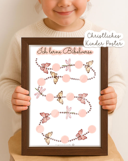 Christliches Kinderposter Bibelverse lernen Lernposter für Mädchen Kinderzimmer christliche Wanddekoration Glauben spielerisch lernen