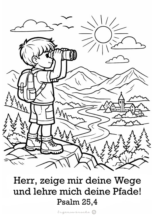 Christliches Ausmalbild für Jungs deutsch Sonntagsschule Gottesdienst malvorlage Erwachsene Bibelvers bastelvorlage Kinderstunde