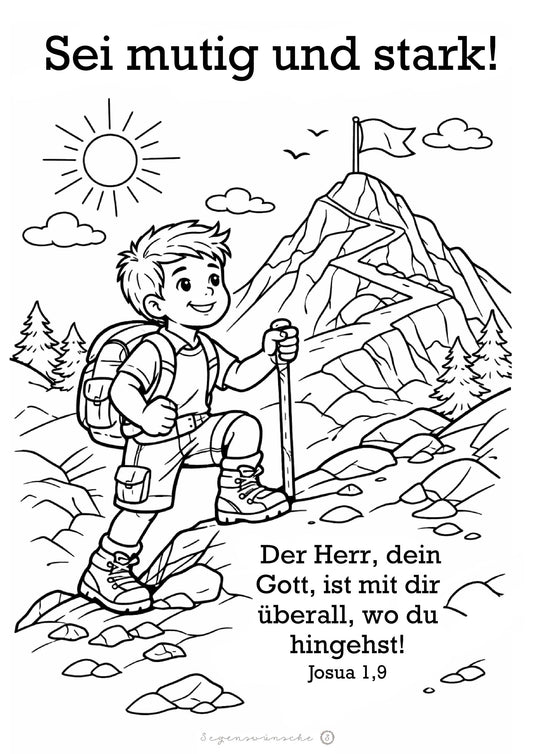 Christliches Ausmalbild für Jungen deutsch Sonntagsschule  malvorlage Erwachsene Bibelvers bastelvorlage Kinderstunde