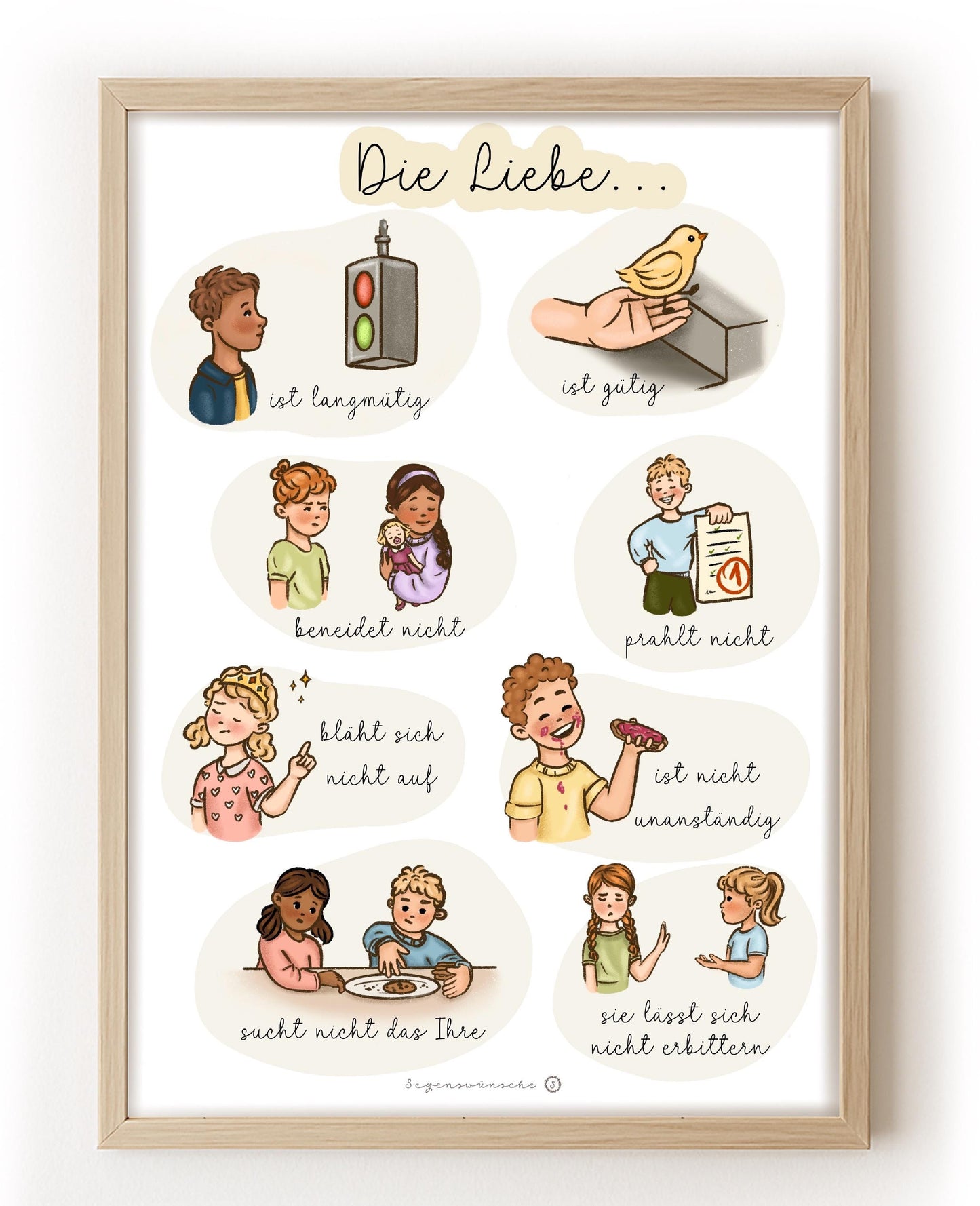 Christliche poster 3er set Lernposter Set Hohelied der Liebe christliches Poster mit Bibelversen für Kinderzimmer Wanddekoration Geschenk