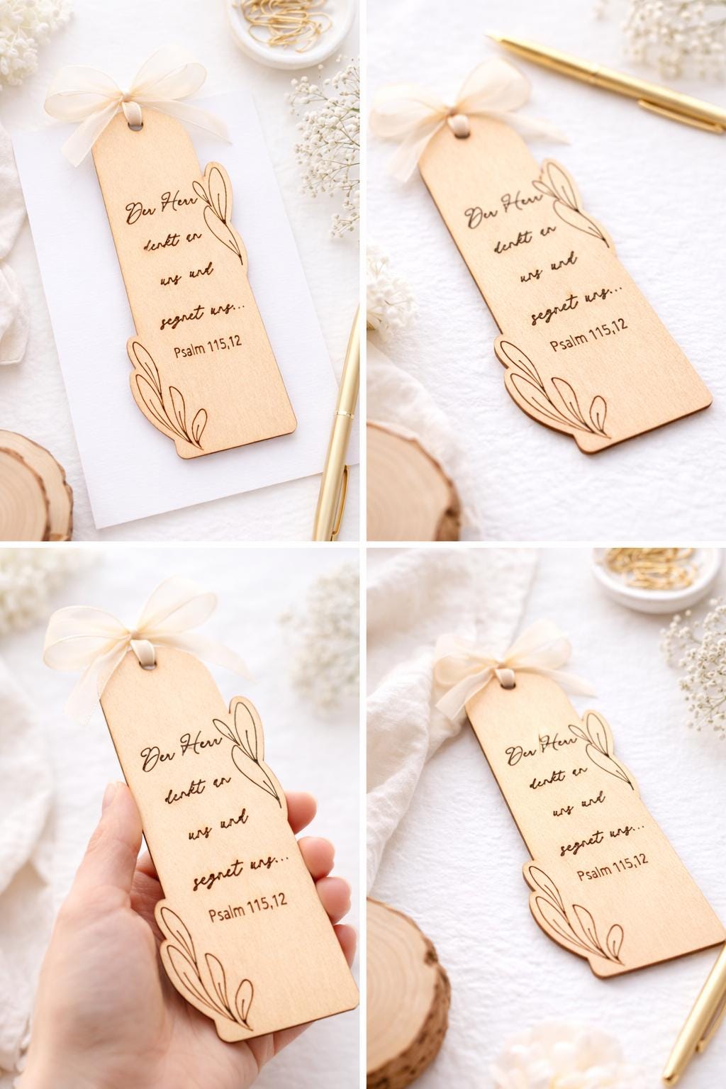Christliches Lesezeichen aus Holz | Psalm 115,12  | Bibelvers, christliches Geschenk zur Hochzeit, Christliches Hochzeitsgeschenk