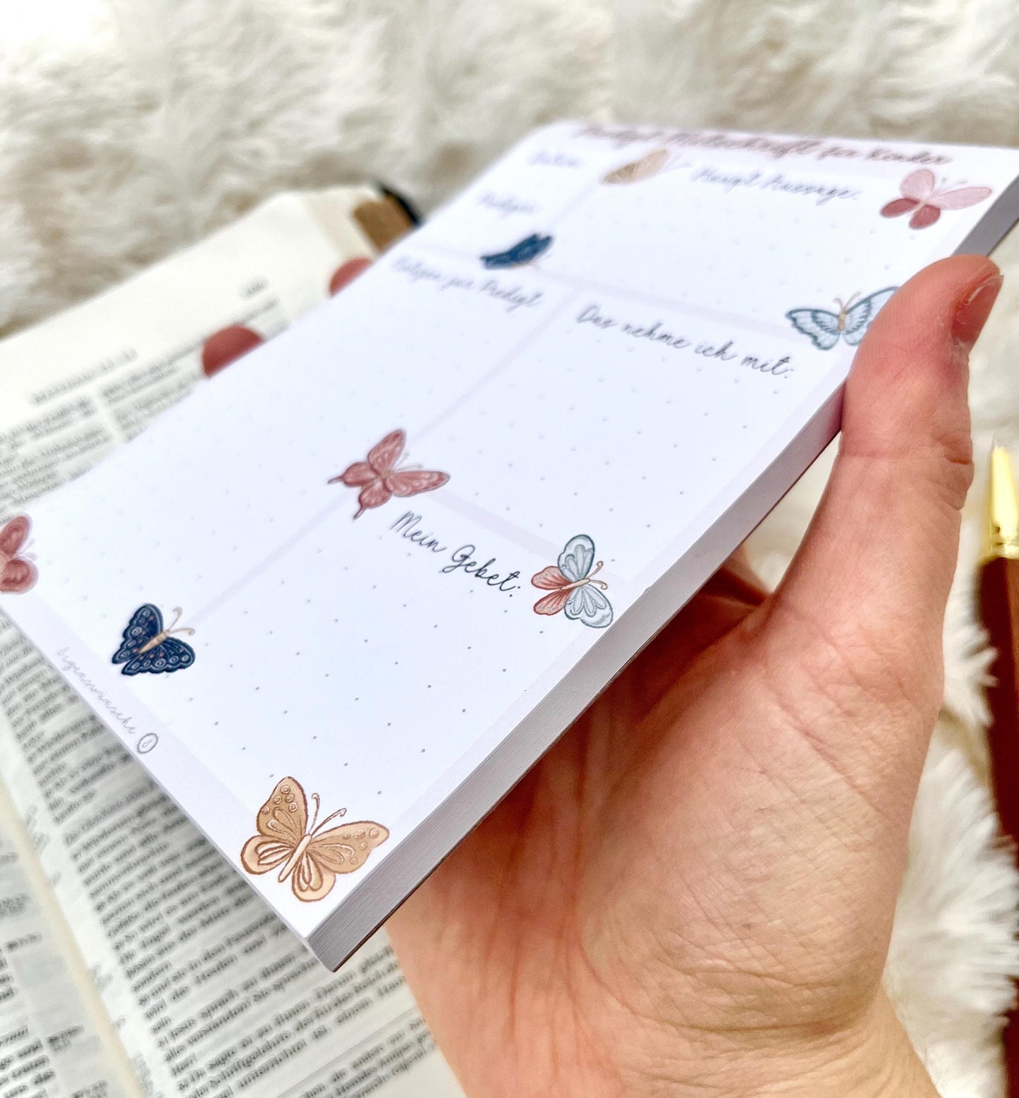 Christlicher Notizblock für Mädchen Predigt Mitschrift Bibelarbeit Stille Zeit A6 Notizbuch Geschenk mit 50 Seiten