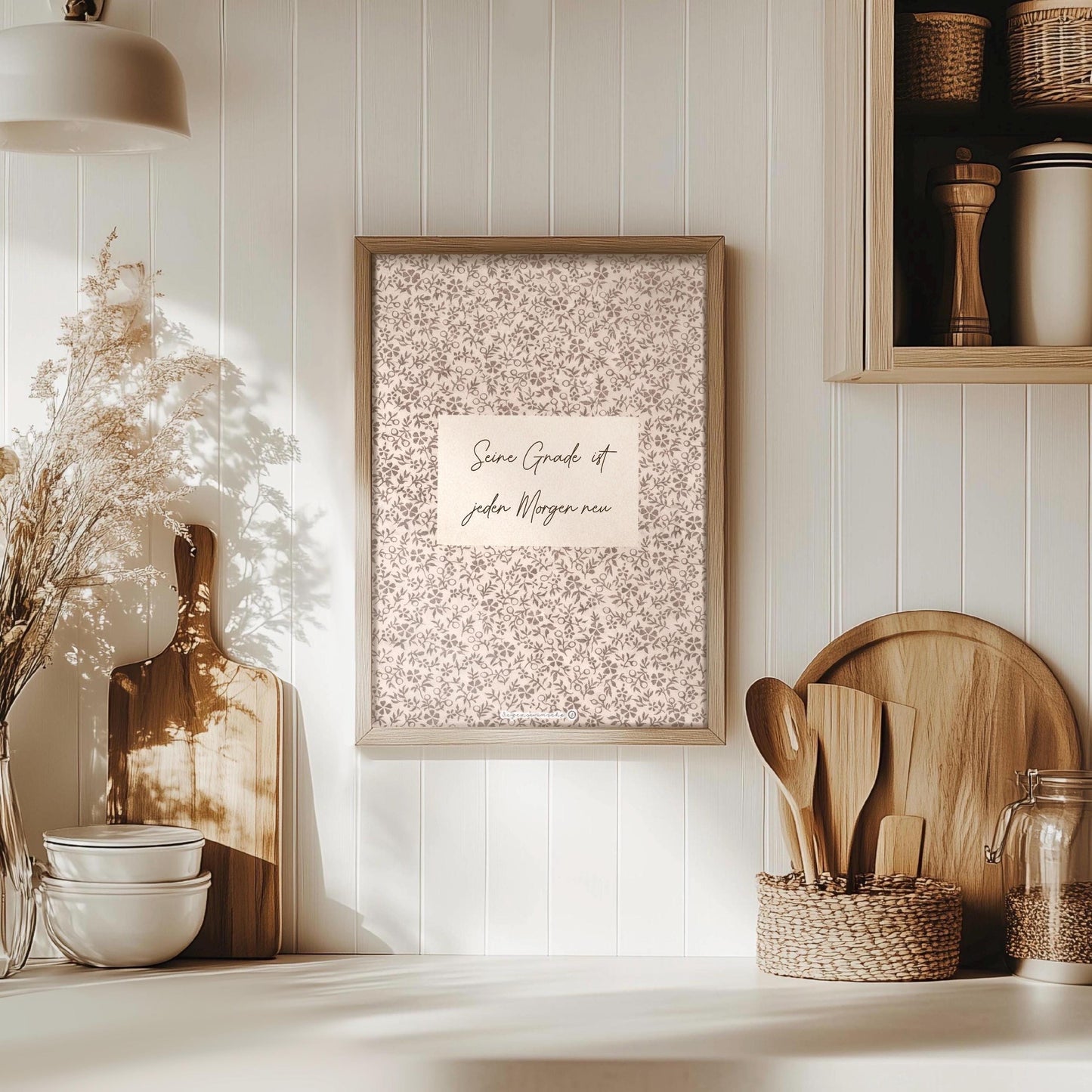 Bibelvers Poster „Seine Gnade ist jeden Morgen neu“ | A4 & A3 Wandbild | Christliche Deko für Kinderzimmer, Wohnzimmer, Küche Geschenk Idee