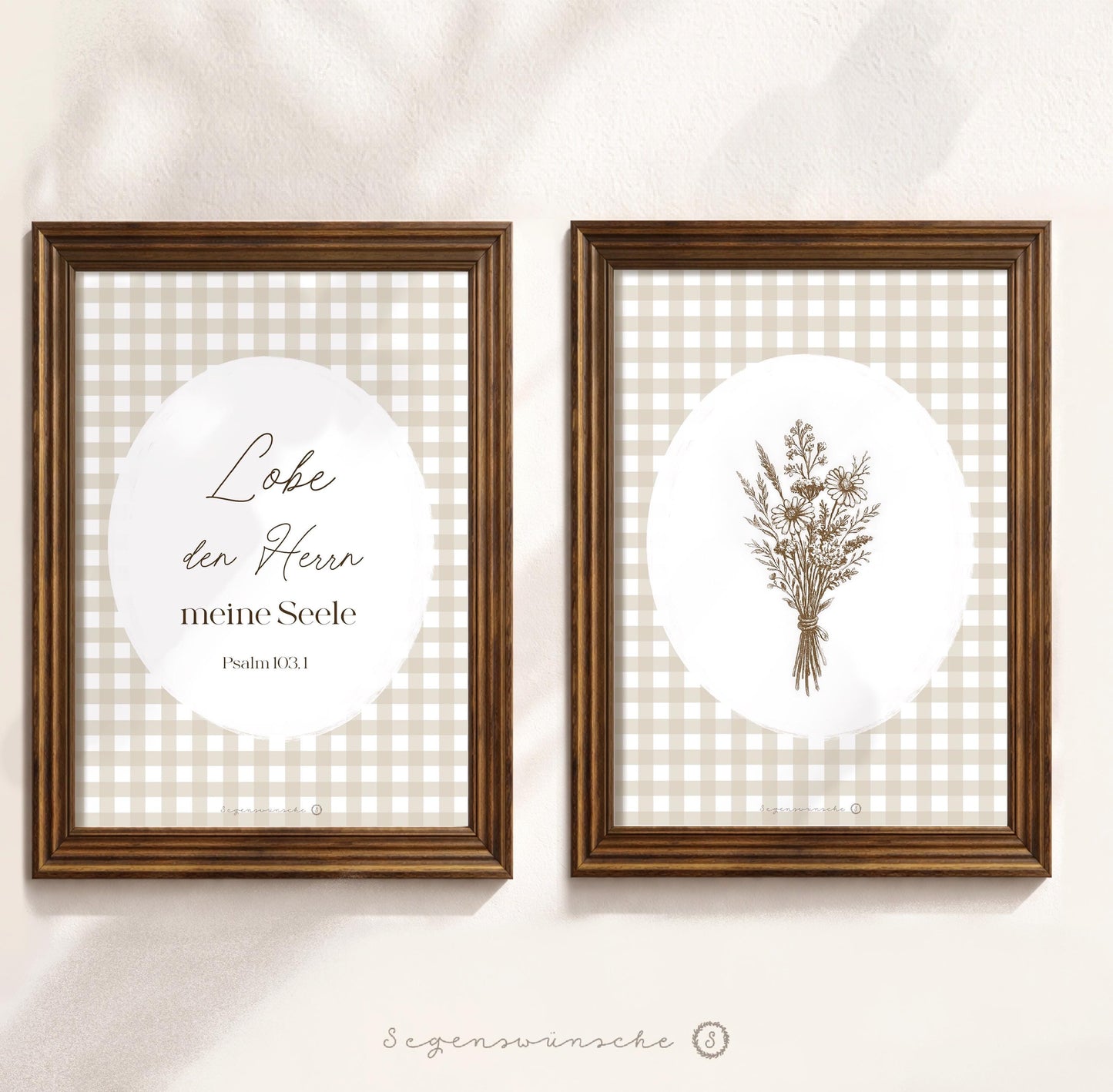 Christliche poster 2er set „Lobe den Herrn“ Bibelvers Wandbilder Christliches Geburtstagsgeschenk woodland Wandkunst vintage Bibelvers
