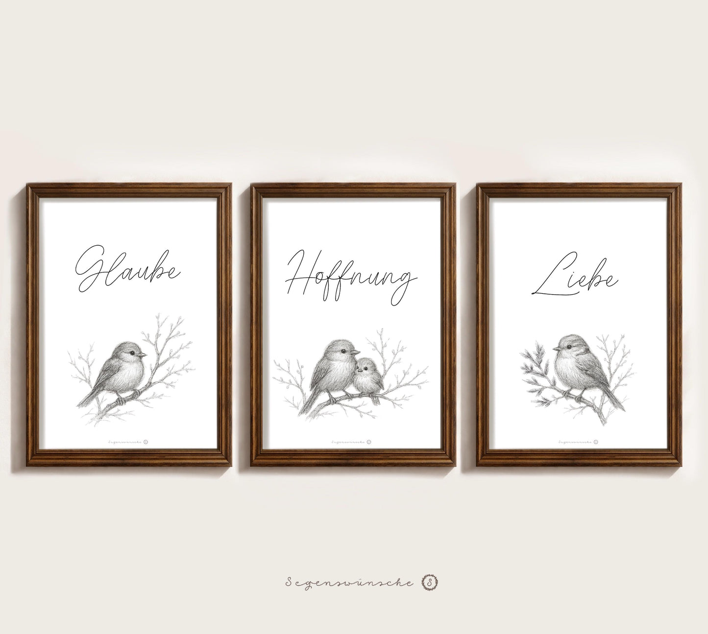Christliche poster 3er set Wandbilder Glaube Hoffnung Liebe, Bibelvers Poster Wildblumen Christliches Gegeschenk Wandkunst vintage Bibelvers