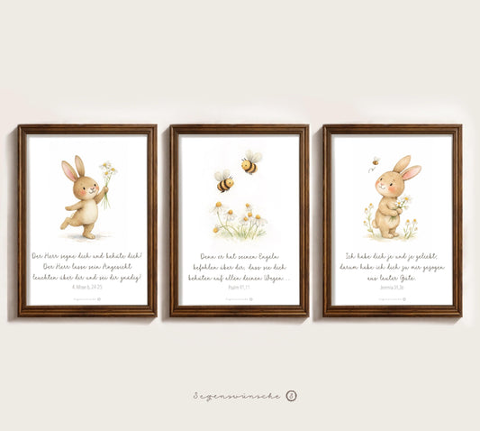 Christliches Kinder Poster Set Psalm 23 Bibelvers Wandkunst christlich Kinderzimmer deko Tauf Geschenk zur Geburt Mädchen Geburtstag christ