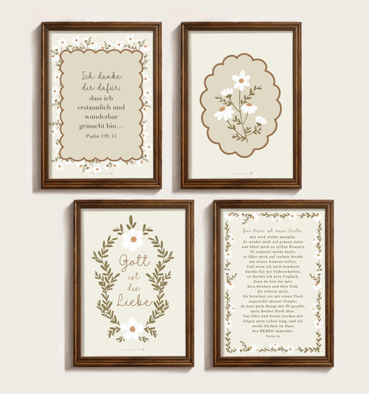 Christliche poster 4er set Psalm 23 Poster Set – Christliche Poster mit Bibelversen | christliche Deko, poster bibelvers kinderzimmer