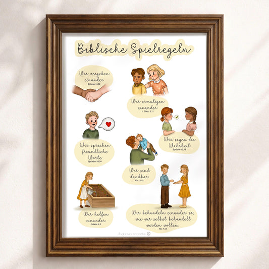 Kinderzimmer biblische Spielregeln christliches Poster für Kinder Zimmer poster Poster Bibelverse Kinder christliche wanddeko lernposter