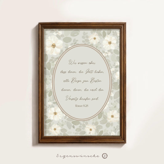 Christliche Poster Römer 8,28 Poster Bibelvers Wandbild Christliche Dekoration für Küche, Wohnzimmer, Schlafzimmer