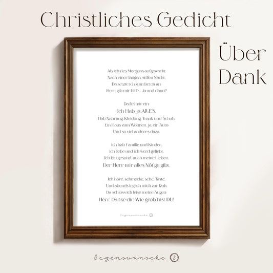 Christliche Poster Gedicht über Dankbarkeit Bibelvers Kunst Wandbild Christliche Dekoration christliche deko Glauben Bibel Zitate
