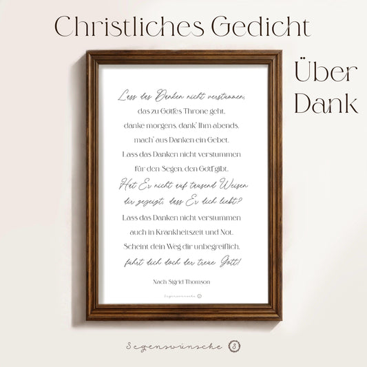 Christliche Poster Gedicht „Dankbarkeit“ Bibelvers poster Wandbild Christliche Dekoration christliche deko Glauben Bibel Zitate