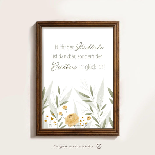 Christliche Poster „Dankbarkeit“ Wildblumen Christliches Weihnachtsgeschenk Frauen Geburtstag Wandkunst vintage Bibelvers Wanddekoration
