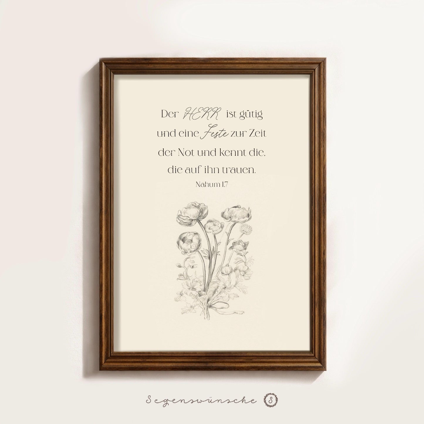 Christliche Poster Bibelvers Nahum 1,7 Wildblumen Christliches Geschenk Geburtstag Wandkunst vintage Bibelvers Blumen Wanddekoration Taufe