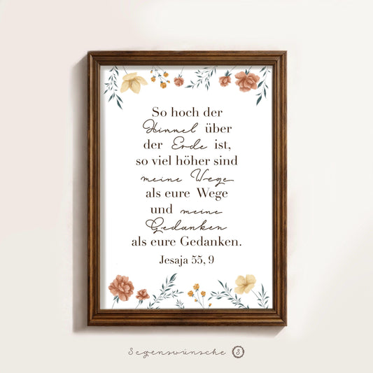 Christliche Poster | Bibelvers Jesaja 55, 9 | Christliches Geschenk | Wanddekoration, Geschenke mit Bibelvers