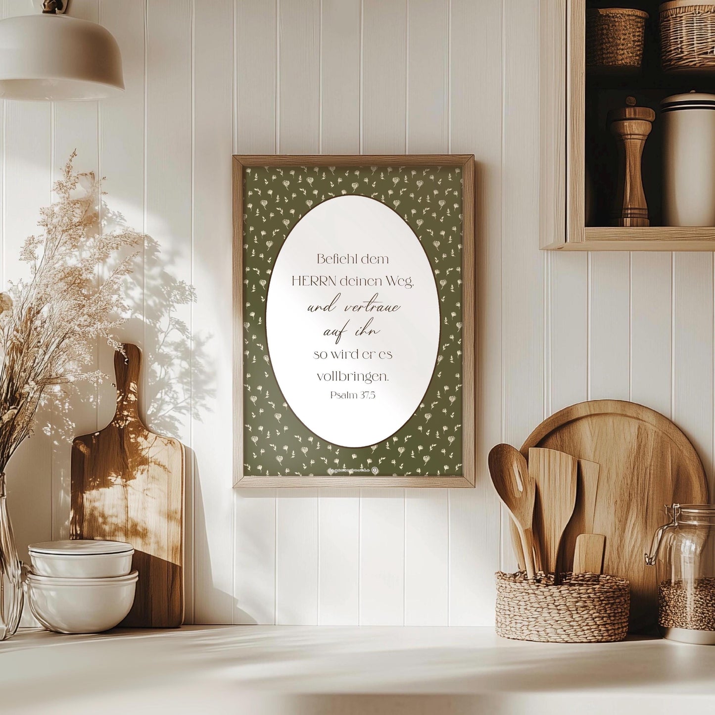 Christliches Poster Psalm 37,5 Poster Bibelvers Wandbild Christliche Dekoration für Eohnzimmer Schlafzimmer