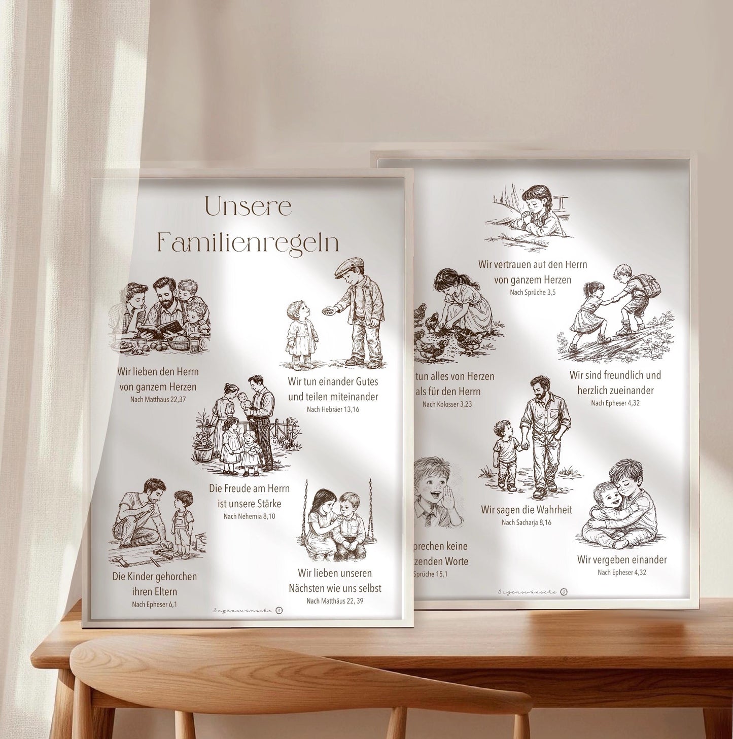 Biblische Familienregeln - Christliche Wandbilder deutsch christliche Poster Wandbilder, christliche Geschenke zum Einzug, Bibelvers poster