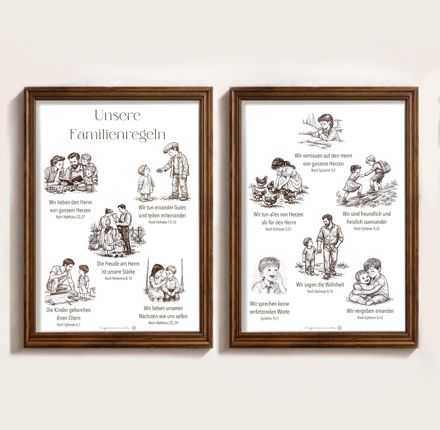 Biblische Familienregeln - Christliche Wandbilder deutsch christliche Poster Wandbilder, christliche Geschenke zum Einzug, Bibelvers poster